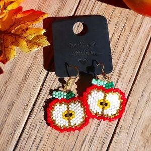 Handmade Apple Seed Bead Earrings
